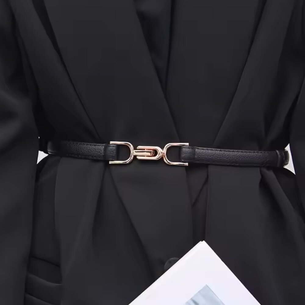 Slim Black Waist Belt